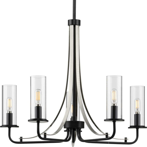 Progress Riley P400209 009 5 60 Watt CAND CHANDELIER in Brushed Nickel Finish Model: P400209-009