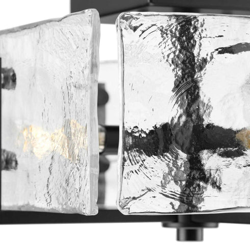 Progress Rivera Collection Four Light 13 in. in Matte Black Luxe Industrial Flush Mount Model: P350271-31M