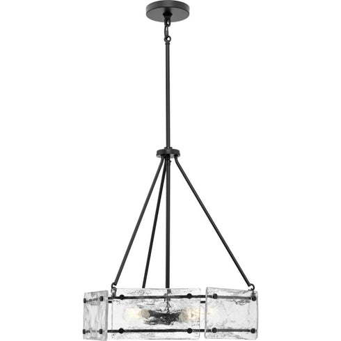 Progress Rivera Collection Four Light in Matte Black Luxe Industrial Chandelier Model: P400354-31M