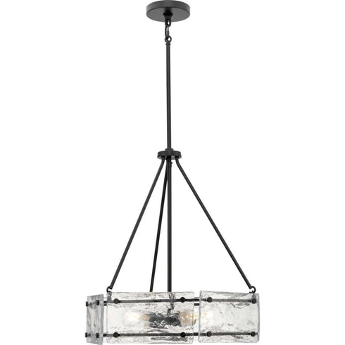 Progress Rivera Collection Four Light in Matte Black Luxe Industrial Chandelier Model: P400354-31M