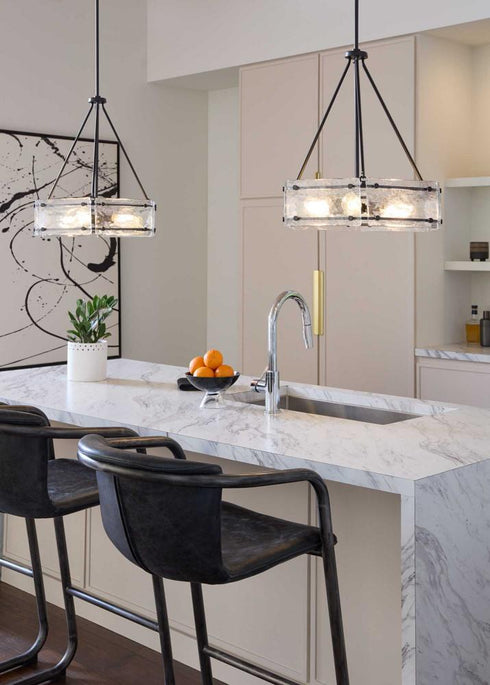 Progress Rivera Collection Four Light in Matte Black Luxe Industrial Chandelier Model: P400354-31M