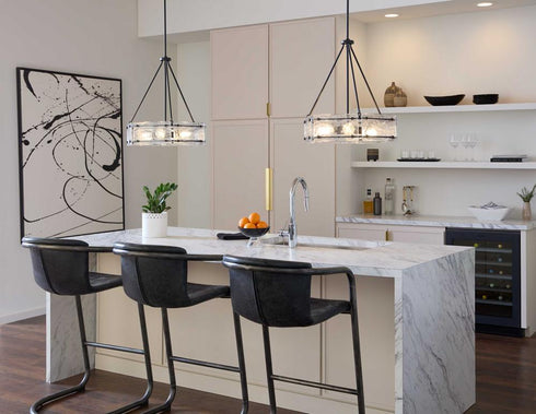 Progress Rivera Collection Four Light in Matte Black Luxe Industrial Chandelier Model: P400354-31M