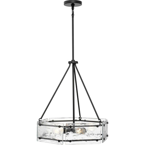 Progress Rivera Collection Four Light in Matte Black Luxe Industrial Chandelier Model: P400354-31M