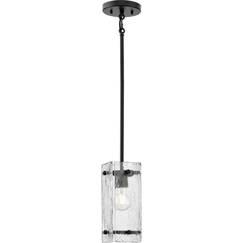 Progress Rivera Collection One Light in Matte Black Luxe Industrial Pendant Model: P500434-31M