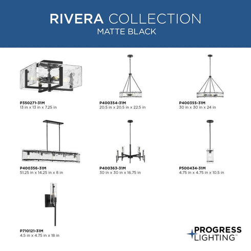 Progress Rivera Collection One Light in Matte Black Luxe Industrial Pendant Model: P500434-31M