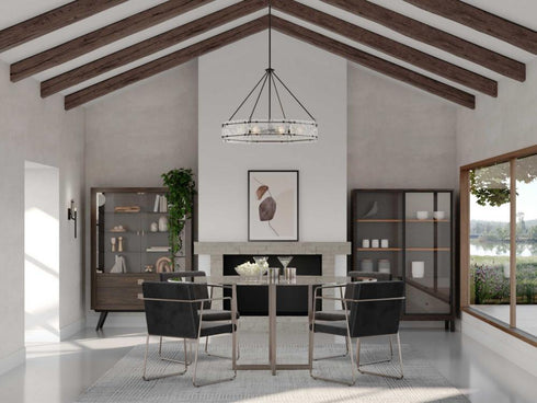 Progress Rivera Collection Six Light in Matte Black Luxe Industrial Chandelier Model: P400355-31M