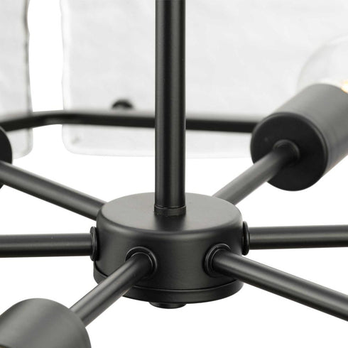 Progress Rivera Collection Six Light in Matte Black Luxe Industrial Chandelier Model: P400355-31M