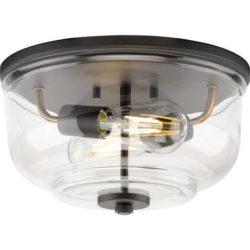 Progress Rushton P350205 009 2 60 Watt MED FLUSH MOUNT in Brushed Nickel Finish Model: P350205-009