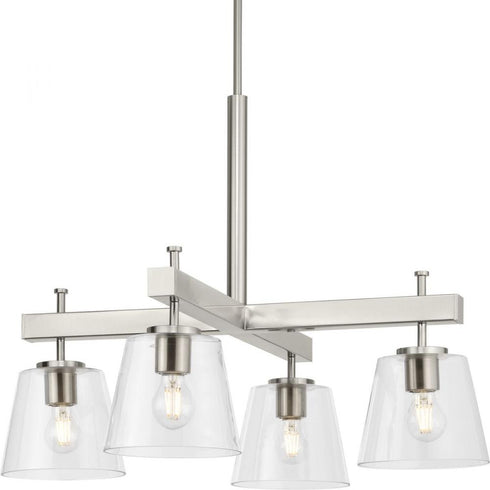 Progress Saffert P400299 009 4 100 Watt MED CHANDELIER in Brushed Nickel Finish Model: P400299-009