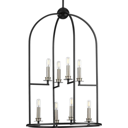 Progress Seneca Collection Eight Light in Matte Black Farmhouse Pendant Light Model: P500122-031