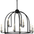 Progress Seneca Collection Nine Light in Matte Black Farmhouse Chandelier Light Model: P400187-031