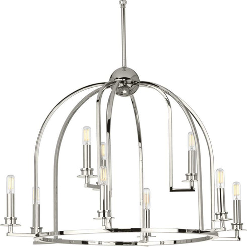 Progress Seneca Collection Nine Light in Matte Black Farmhouse Chandelier Light Model: P400187-031