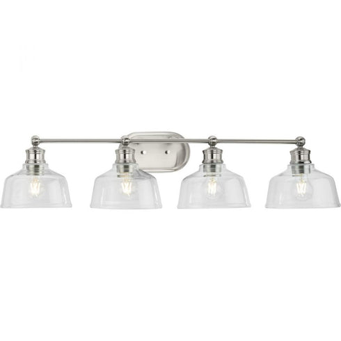 Progress Singleton P300398 009 4 Light BATH in Brushed Nickel Finish Model: P300398-009