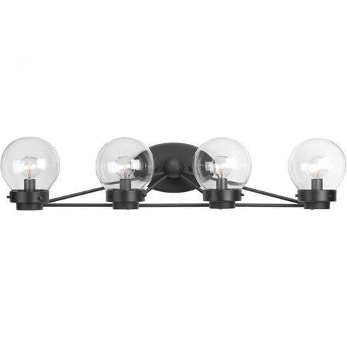 Progress Spatial P300115 031 4 60 Watt MED BATH BRACKET in Matte Black Finish Model: P300115-031