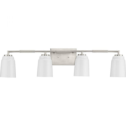 Progress Spenser Collection Four Light in Brushed Nickel Industrial Vanity Light Model: P300506-009