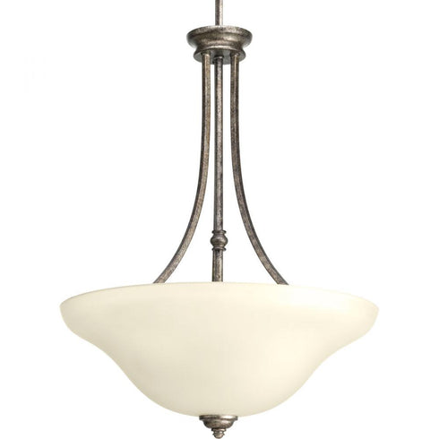Progress Spirit Collection Three Light Inverted Pendant in Pebbles Finish Model: P3455-144