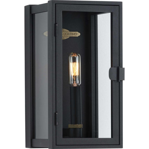 Progress Stature Collection One Light in Textured Black and Clear Glass Transitional Style Small Outdoor Wall La Model: P560267-031