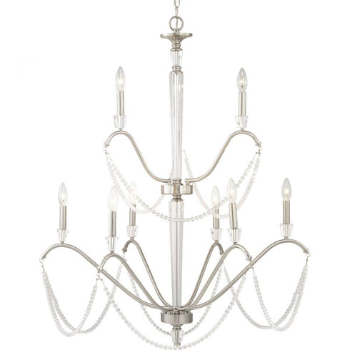 Progress Stratham Collection Nine Light Chandelier in Brushed Nickel Finish Model: P400161-009
