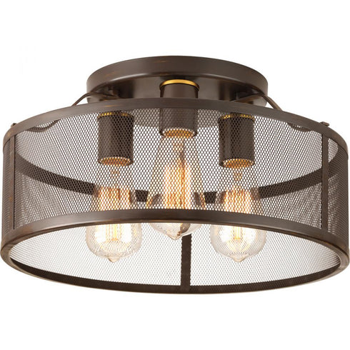 Progress Swing P3452 20 3 60 Watt MED FLUSH MOUNT in Antique Bronze Finish Model: P3452-20