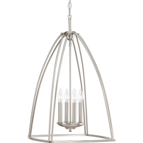Progress Tally P3787 09 4 60 Watt CAND FOYER in Brushed Nickel Finish Model: P3787-09
