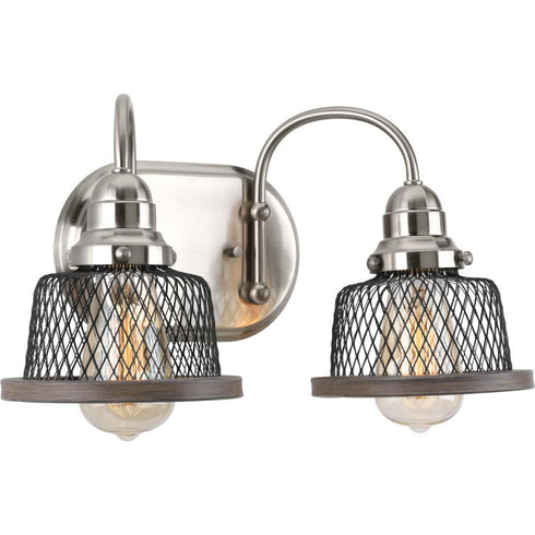 Progress Tilley Collection Two Light in Brushed Nickel Coastal Bath Vanity Light Model: P300043-009