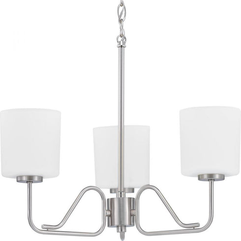 Progress Tobin 3 Light P400181 009 3 100 Watt MED CHANDELIER in Brushed Nickel Finish Model: P400181-009