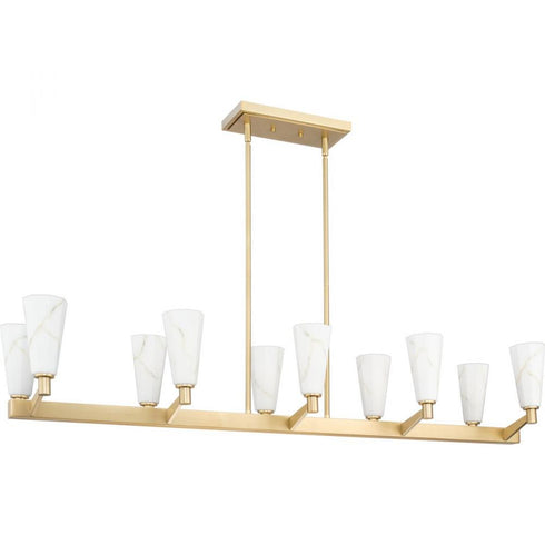 Progress Tosca Collection Ten Light in Brushed Bronze Modern Luxe Linear Chandelier Model: P400396-109