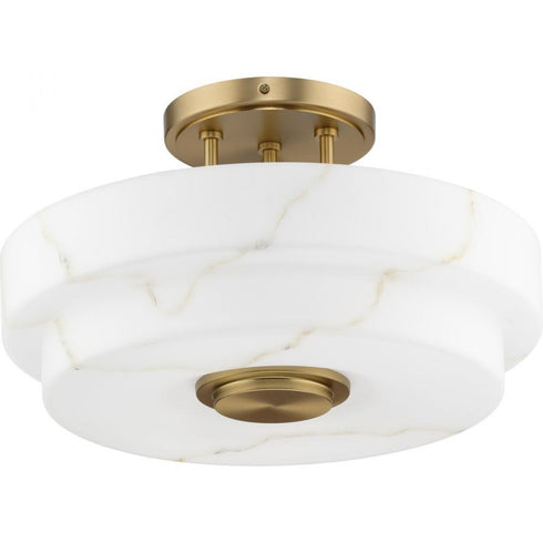 Progress Tosca Collection Three Light in Brushed Bronze Modern Luxe Semi Flush Mount Light Model: P350284-109