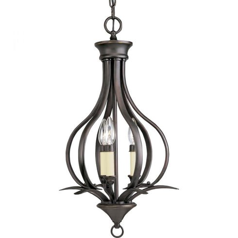Progress Trinity Collection Three Light Foyer Pendant in Antique Bronze Finish Model: P3807-20