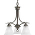 Progress Trinity P4324 09 3 100 Watt MED CHAND in Brushed Nickel Finish Model: P4324-09