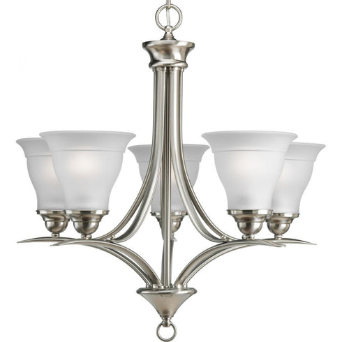 Progress Trinity P4328 09 5 100 Watt MED CHAND in Brushed Nickel Finish Model: P4328-09