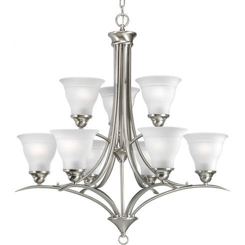 Progress Trinity P4329 09 9 100 Watt MED CHAND in Brushed Nickel Finish Model: P4329-09