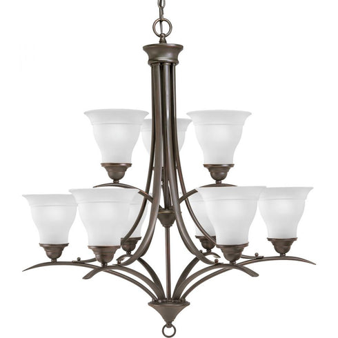 Progress Trinity P4329 09 9 100 Watt MED CHAND in Brushed Nickel Finish Model: P4329-09
