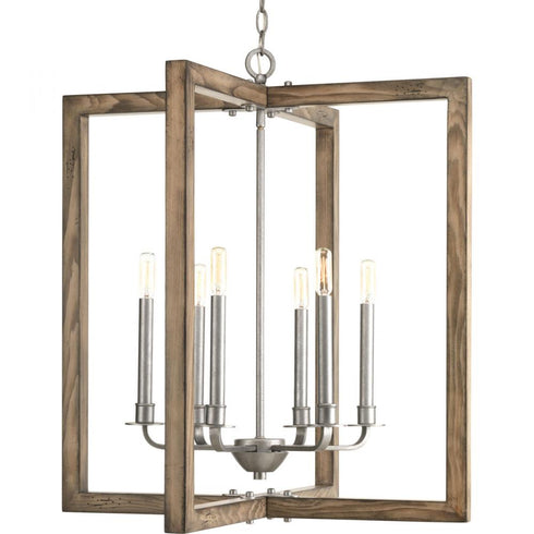 Progress Turnbury P4761 141 6 60 Watt CAND CHANDELIER in Galvanized Finish Finish Model: P4761-141