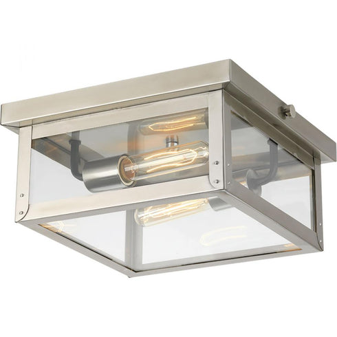 Progress Union Square P550007 135 2 60 Watt MED FLUSH MOUNT in Stainless Steel Finish Model: P550007-135