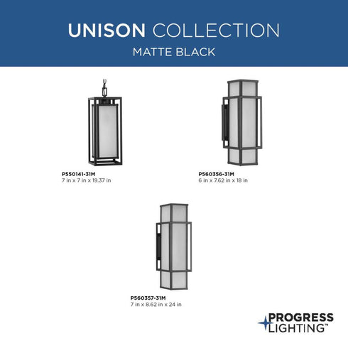 Progress Unison P550141 31M 1 Light HANG LANTERN in Matte Black Finish Model: P550141-31M