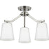 Progress Vertex P400342 009 3 Light CHANDELIER CONV in Brushed Nickel Finish Model: P400342-009