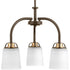 Progress West Village Collection Three Light in Brushed Nickel Etched Double Prismatic Glass Farmhouse Chandelie Model: P400008-009