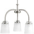 Progress West Village Collection Three Light in Brushed Nickel Etched Double Prismatic Glass Farmhouse Chandelie Model: P400008-009