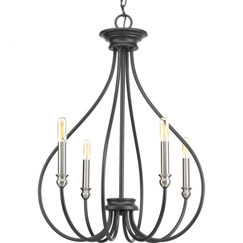 Progress Whisp P400029 143 4 60 Watt CAND CHANDELIER in Graphite Finish Model: P400029-143