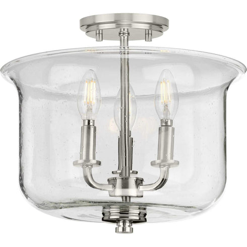 Progress Winslett P350153 009 3 60 Watt CAND SEMI FLUSH CONV in Brushed Nickel Finish Model: P350153-009