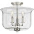 Progress Winslett P350153 009 3 60 Watt CAND SEMI FLUSH CONV in Brushed Nickel Finish Model: P350153-009