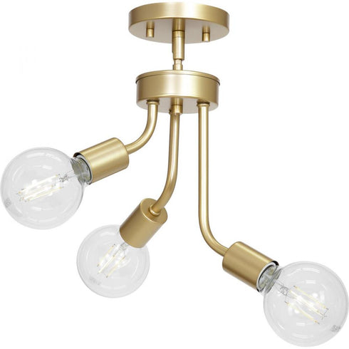 Progress Zag Collection Three Light Chandelier in Vintage Gold Finish Model: P400148-078