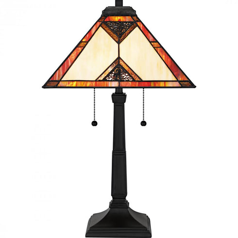 Quoizel Aiden 2 Light in Matte Black Table Lamp Model: TF6816MBK