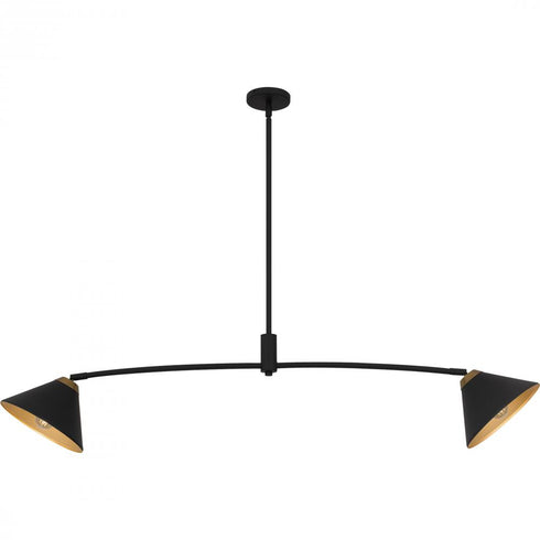 Quoizel Alscott 2 Light in Matte Black Linear Chandelier Model: ALS252MBK