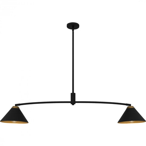 Quoizel Alscott 2 Light in Matte Black Linear Chandelier Model: ALS252MBK