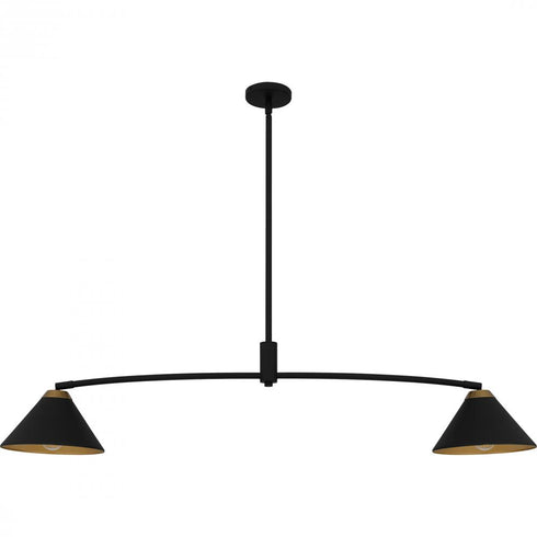 Quoizel Alscott 2 Light in Matte Black Linear Chandelier Model: ALS252MBK