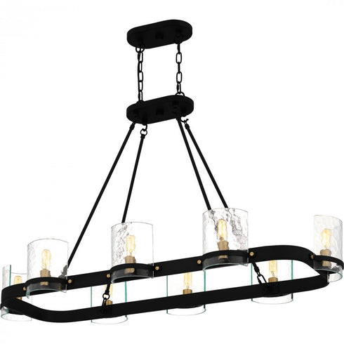 Quoizel Gloucester 8 Light in Matte Black Linear Chandelier Model: GLC842MBK