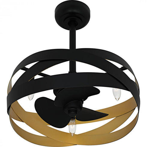Quoizel Zito 3 Light in Matte Black Fan Light Model: QFA6771MBK
