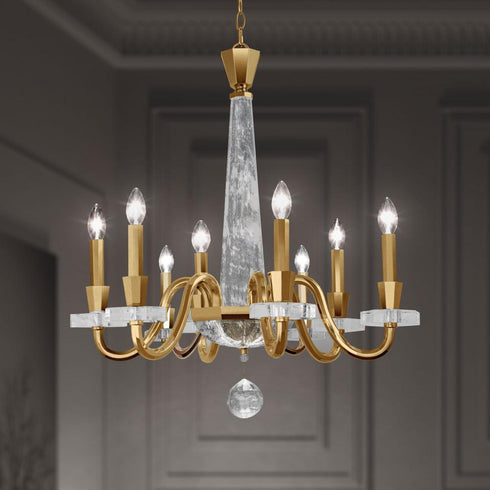 Schonbek Amadeus 8 Light 120V Chandelier in Heirloom Gold with Optic Haze Quartz Model: S9334-22OH